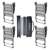 4 Adet Katlanır Kamp Sandalyesi ve Alüminyum Masa Seti - Rock Dark - Kül Gri - Taşıma Çantalı - 2