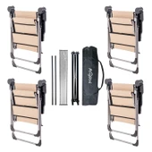 4 Adet Katlanır Kamp Sandalyesi ve Alüminyum Masa Seti - Rock Silver - Bej - Taşıma Çantalı - 2