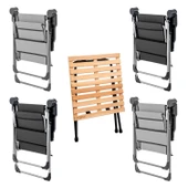 4 Adet Katlanır Kamp Sandalyesi ve Masa Seti - Rock - Kül Gri / Antrasit - Bardaklıklı - 140 KG - 2