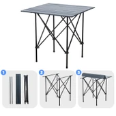 4 Adet Katlanır Kamp Sandalyesi ve Alüminyum Masa Seti - Rock Dark - Buğday - Taşıma Çantalı - 3