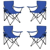 4 Adet Katlanır Kamp Sandalyesi - Piknik Plaj Sandalyesi - (DY.001) - Lacivert - Taşıma Çantalı thumbnail 1
