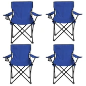 4 Adet Katlanır Kamp Sandalyesi - Piknik Plaj Sandalyesi - (DY.001) - Lacivert - Taşıma Çantalı thumbnail 2