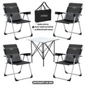 4 Adet Katlanır Kamp Sandalyesi ve Alüminyum Masa Seti - Rock Silver - Antrasit - Taşıma Çantalı thumbnail 1