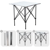 4 Adet Katlanır Kamp Sandalyesi ve Alüminyum Masa Seti - Rock Silver - Buğday - Taşıma Çantalı thumbnail 4