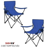 2 Adet Katlanır Kamp Sandalyesi - Piknik Plaj Sandalyesi - (DY.001) - Lacivert - Taşıma Çantalı - 1