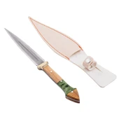 Çift Ağızlı Çerkez Bıçağı - Deri Kılıflı - Epoksi Sap - Büyük - Haki thumbnail 4