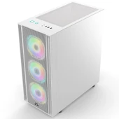 POWERBOOST  X-12W USB 3.0 Mesh 4 x ARGB Fanli Beyaz Kasa PSU Yok thumbnail 2