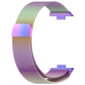 Huawei Watch Fit 3 Uyumlu Paslanmaz Hasır Örgü Metal Milano Kordon Strap  Rainbow - 4