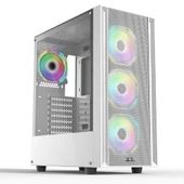 POWERBOOST  X-12W USB 3.0 Mesh 4 x ARGB Fanli Beyaz Kasa PSU Yok thumbnail 3