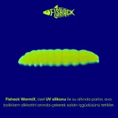 Silikon Kurt Yem - Fishack - 35mm - Sarımsak Kokulu - 20 Adet - Fluo Green - UV - Trout Bait - 2