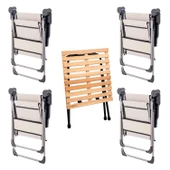 4 Adet Katlanır Kamp Sandalyesi ve Masa Seti - Rock - Bozkır - Bardaklıklı - 140 KG thumbnail 6