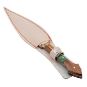 Çift Ağızlı Çerkez Bıçağı - Deri Kılıflı - Epoksi Sap - Büyük - Haki thumbnail 3