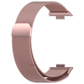 Huawei Watch Fit 3 Uyumlu Paslanmaz Hasır Örgü Metal Milano Kordon Strap  Rose - 4