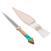 Çift Ağızlı Çerkez Bıçağı - Deri Kılıflı - Epoksi Sap - Büyük - Turkuaz thumbnail 3