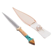 Çift Ağızlı Çerkez Bıçağı - Deri Kılıflı - Epoksi Sap - Büyük - Mavi thumbnail 4