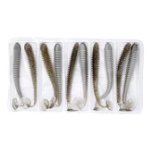 Silikon Kurt Yem - 4,2g 105mm - Turna/Levrek Silikonu - 1 Adet - Gri/Beyaz - Karides Kokulu - 8