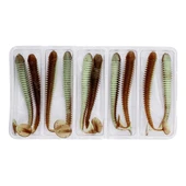 Silikon Kurt Yem - 4,2g 105mm - Turna/Levrek Silikonu - 1 Adet - Yeşil/Kahve - Karides Kokulu - 4