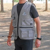 Action Dört Mevsim Çok Cepli Outdoor Spor Yelek Gri thumbnail 1