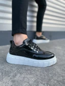 JY010 Cloud Bağcıklı Rugan Erkek Günlük Sneaker Ayakkabı RBT - Siyah thumbnail 1