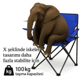 2 Adet Katlanır Kamp Sandalyesi ve Masa Seti - (DY.001) - Lacivert/Sarı - Plaj Sandalyesi - 5