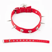 Dokuma Çivili Köpek Boyun Tasması - 4*70 cm - Kırmızı thumbnail 1
