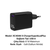 GaN Teknolojili 67W USBA Hızlı Şarj Başlığı  Güvenli ve Dayanıklı Led Göstergeli Adaptör - 3