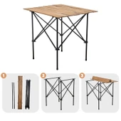 Katlanabilir Ahşap Kamp ve Piknik Masası - Akordion - (54023) - 1