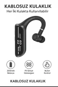 Kablosuz Tekli Bluetooth Kulaklık Buton Kontrollü, Her İki Kulakta Kullanıma Uygun Göstergeli - 1