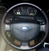 DİKİŞLİ DİREKSİYON KILIFI NOKTALI DERİ MİNİKARE KARBON DERİ KIRMIZI DİKİŞLİ F.OR.D CONNECT thumbnail 1