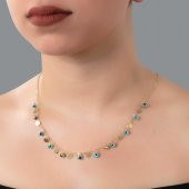 14 Ayar Altın Gözlü Pullu Kolye - 1