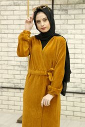 Kemerli ve Büzgülü Kap - Hardal - 2