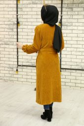 Kemerli ve Büzgülü Kap - Hardal - 3