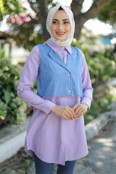 Kısa Ceketli Tunik - Lila - 1