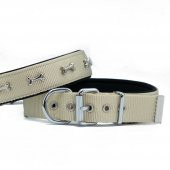 Doggie Comfort Metal Kemik İşlemeli Köpek Boyun Tasması M 3x42-50cm Haki thumbnail 1