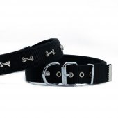Doggie Comfort Metal Kemik İşlemeli Köpek Boyun Tasması L 3x47-55cm Siyah - 1