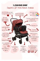 Diamond Baby Sapphire Çift Yönlü Bebek Arabası Bordo - 2