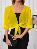 Kadın Truvakar Kollu önden Bağlamalı Kısa şifon Bolero Ceket - 3