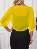 Kadın Truvakar Kollu önden Bağlamalı Kısa şifon Bolero Ceket - 2