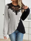 Kadın Uzun Kollu Dantel Yaka Yandan Düğmeli şardonlu Kaşkorse Bluz - 3