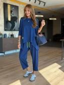 Kadın Iki Iplik Viskon Pamuk Kumaş Arma Detaylı Ikili Takım - 8