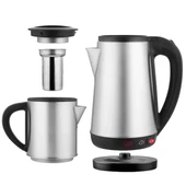 Crown CRW-2201 1800W 1.8 - 0.8 Litre Çelik Hazneli Çaycı Mutfak Kettle Demlikli Ve Süzgeçli Inox - 1