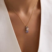 Labubu Kolye 14 Ayar Mor 2,5-1,5 cm - 2