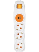 NILSON AKIM KORUMALI BEYAZ ÜÇLÜ ÇOCUK KORUMALI ANAHTARLI TOPRAKLI GRUP PRİZ 1,5MT (U+C) thumbnail 2