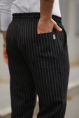 Erkek Beli Bağcıklı çizgili Pantolon - 3