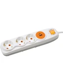 NILSON AKIM KORUMALI BEYAZ ÜÇLÜ ÇOCUK KORUMALI ANAHTARLI TOPRAKLI GRUP PRİZ 1,5MT (U+C) thumbnail 3