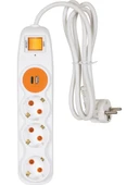 NILSON AKIM KORUMALI BEYAZ ÜÇLÜ ÇOCUK KORUMALI ANAHTARLI TOPRAKLI GRUP PRİZ 1,5MT (U+C) thumbnail 1