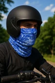 Motorcu MAVİ ÇİÇEK Buff Maske Outdoor Boyunluk Unisex Bandana - 1