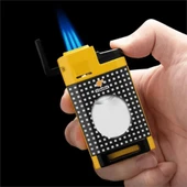 CM0650 3 Jet Torch Kesicili Puro Çakmağı Sarı thumbnail 1