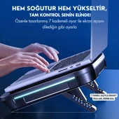 Polham 7 Kademeli Turbo Fanlı RGB Laptop Soğutucu | 2400 RPM Güçlü Soğutma | 14-19.3” Uyumlu Stand thumbnail 3