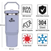 Igloo Powder Termos 900ml-DUMAN MAVİ thumbnail 4